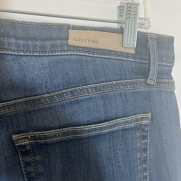 GRLFRND Women’s Jeans Size 32 Reed Blue Denim Cropped High Rise Skinny Straight - Picture 12 of 14